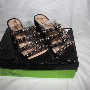 Sam Edelman Suri Studded Black Leather Mules